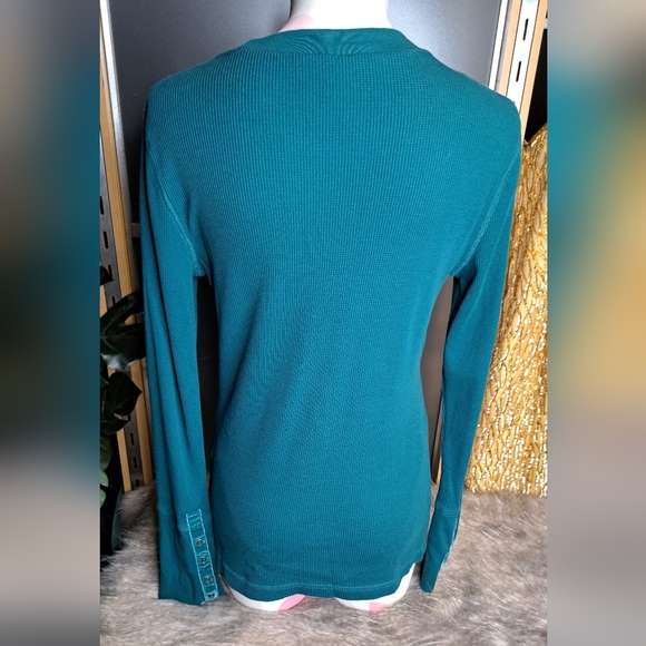 Sundance • Thermal Boho Teal Long Sleeve Crewneck Trendy Chic Layering Medium - Picture 12 of 15